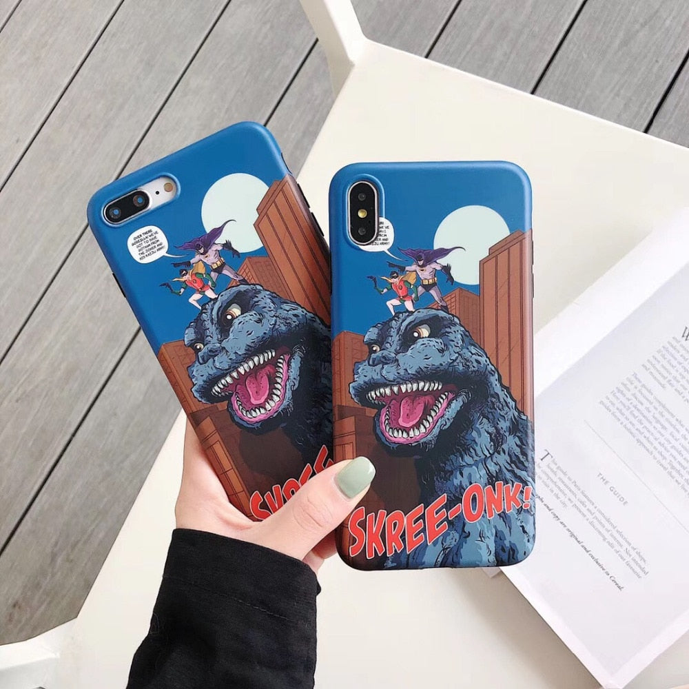 Maosenguoji Tide brand cute Comic Godzilla dinosaur Fashion soft Mobile Phone Case for iphone 6 6s 7 8 plus X XR XS MAX cover