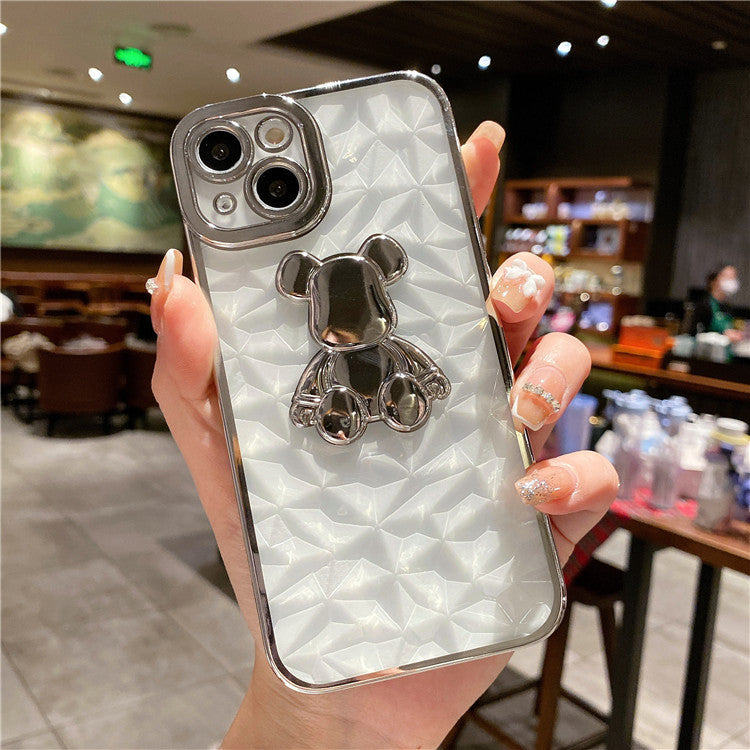 Suitable For iPhone13pro Stereo Violent Bear Mobile Phone Case Apple 12 Electroplating Transparent XSMAX Soft Cover 7Plus