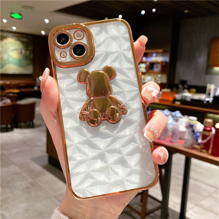 Suitable For iPhone13pro Stereo Violent Bear Mobile Phone Case Apple 12 Electroplating Transparent XSMAX Soft Cover 7Plus