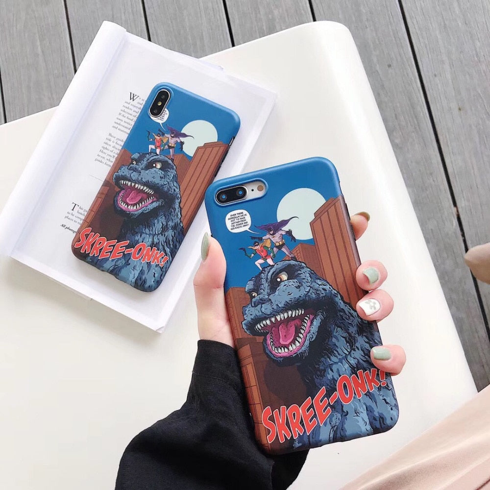 Maosenguoji Tide brand cute Comic Godzilla dinosaur Fashion soft Mobile Phone Case for iphone 6 6s 7 8 plus X XR XS MAX cover