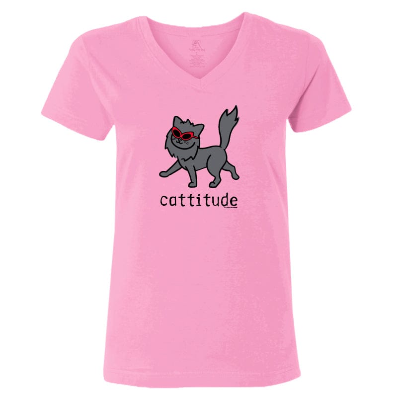 Cattitude - Ladies T-Shirt V-Neck