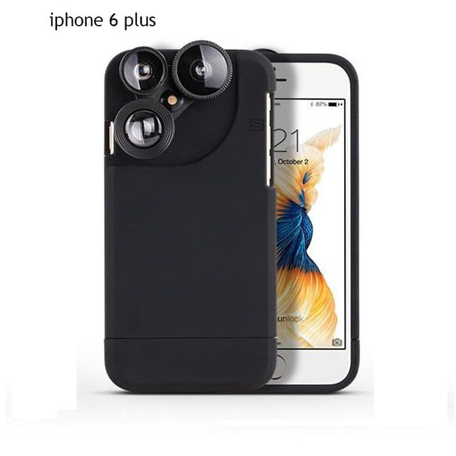 4 In 1 Telescope lense Mobile Phone Case for Iphone x 8plus 7 plus 6 plus 8 7 6s Camera lenses Outdoor Hunting