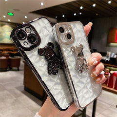 Suitable For iPhone13pro Stereo Violent Bear Mobile Phone Case Apple 12 Electroplating Transparent XSMAX Soft Cover 7Plus