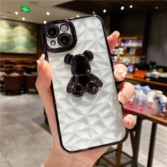 Suitable For iPhone13pro Stereo Violent Bear Mobile Phone Case Apple 12 Electroplating Transparent XSMAX Soft Cover 7Plus