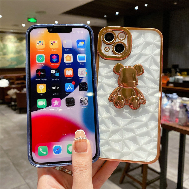 Suitable For iPhone13pro Stereo Violent Bear Mobile Phone Case Apple 12 Electroplating Transparent XSMAX Soft Cover 7Plus