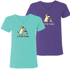 A Little Husky - Ladies T-Shirt V-Neck