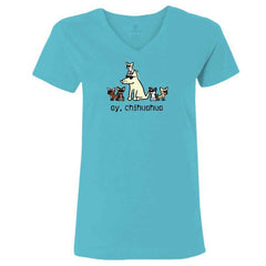 Ay, Chihuahua - Ladies T-Shirt V-Neck - Teddy the Dog T-Shirts and Gifts