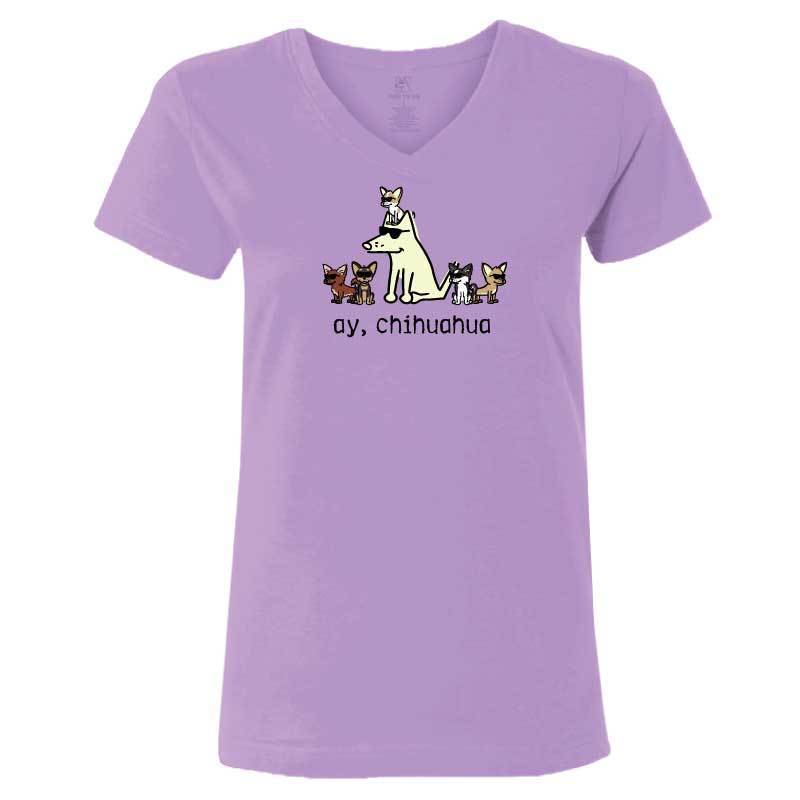 Ay, Chihuahua - Ladies T-Shirt V-Neck - Teddy the Dog T-Shirts and Gifts