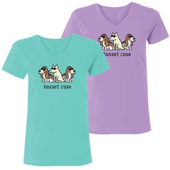 Basset Case - T-Shirt Ladies V-Neck