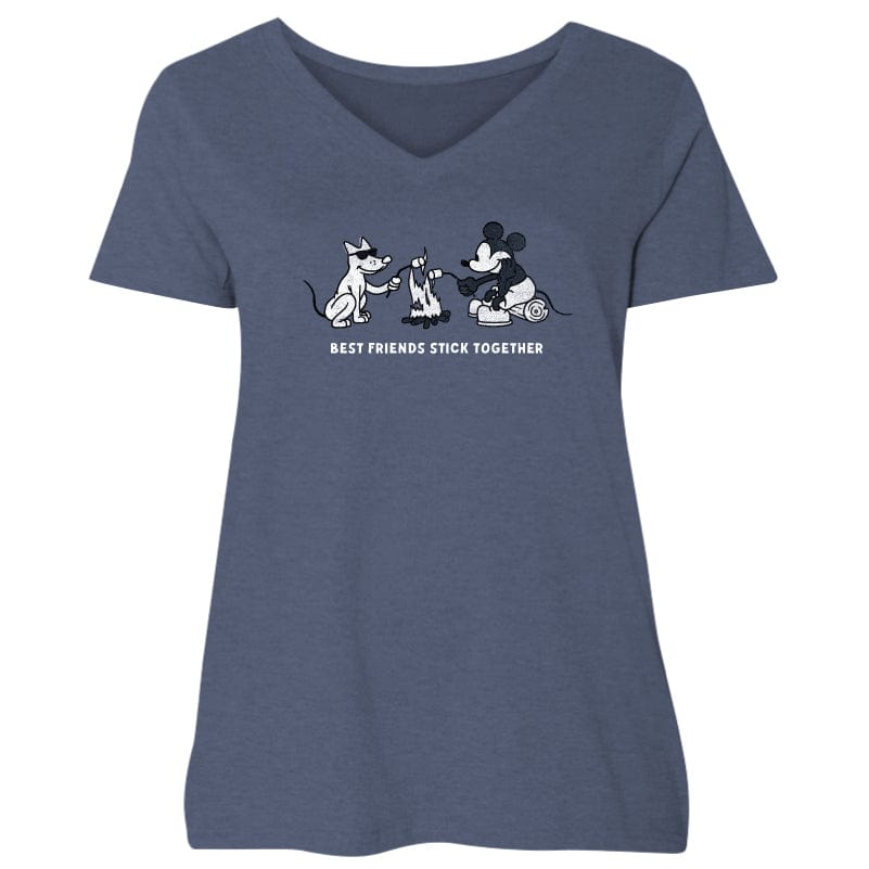 Best Friends Stick Together - Ladies Curvy V-Neck Tee