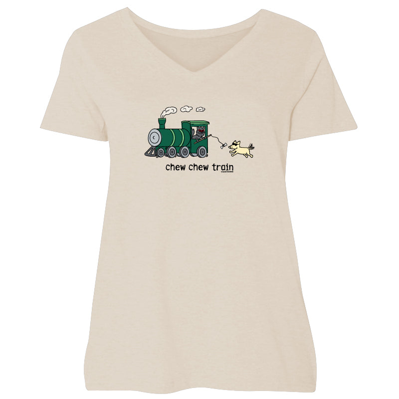 Chew Chew Train - Ladies Curvy V-Neck Tee