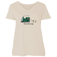 Chew Chew Train - Ladies Curvy V-Neck Tee