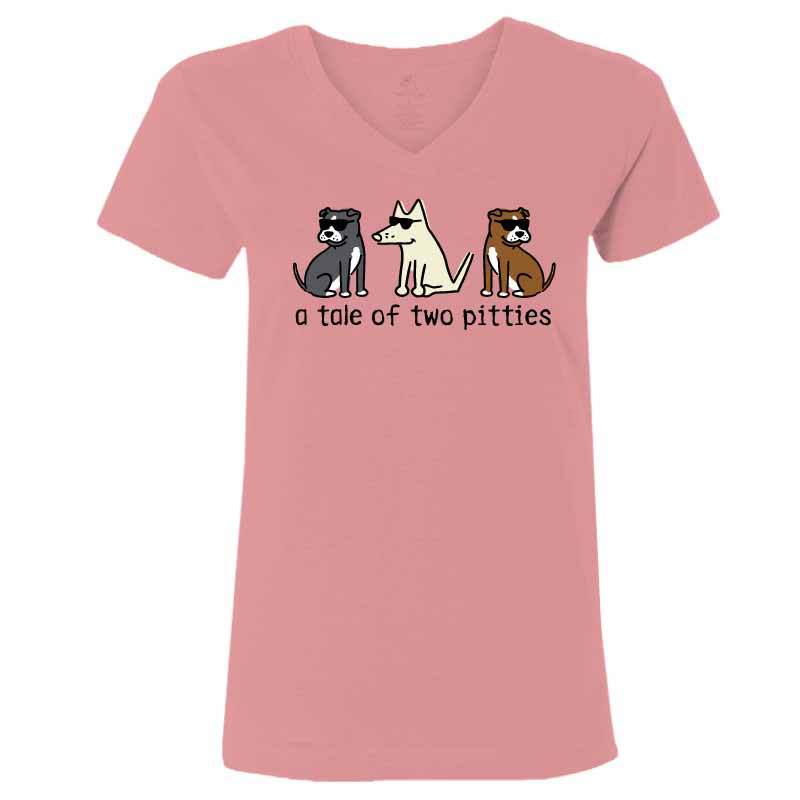 A Tale Of Two Pitties  - Ladies T-Shirt V-Neck